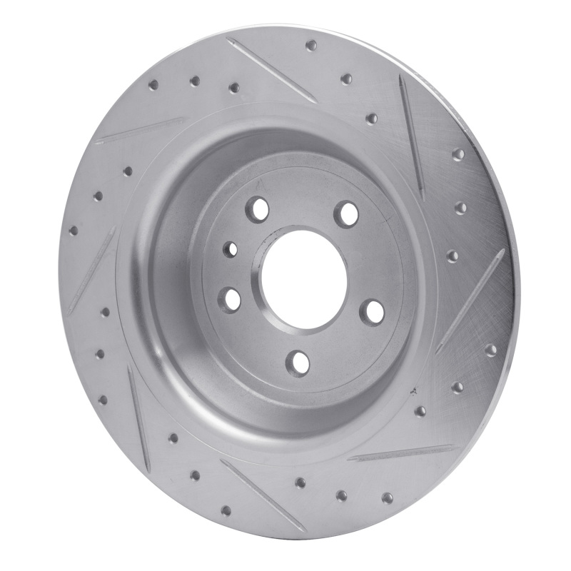 Ford Fusion Brake Rotor (1) - Rear Left - R1 Concepts - Drilled & Slotted - Silver - `13-`20